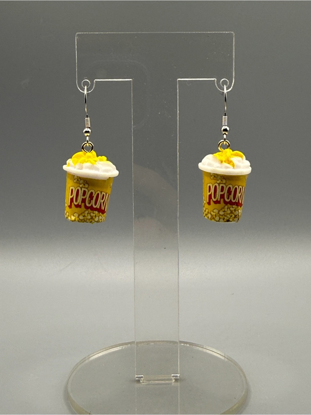 Popcorn Bucket Yellow Novelty Earrings - Handmade #E0499C